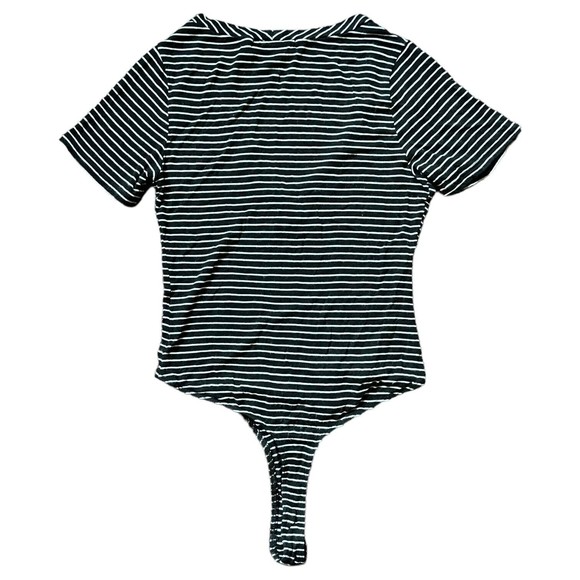 Lulus Womens Bodysuit Size Small Striped Black & White Leotard Rayon Stretch S - Picture 2 of 6